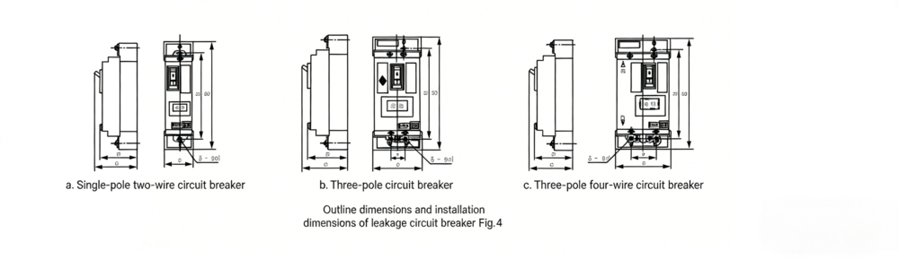 DZ15LE outline dimension and install dimension