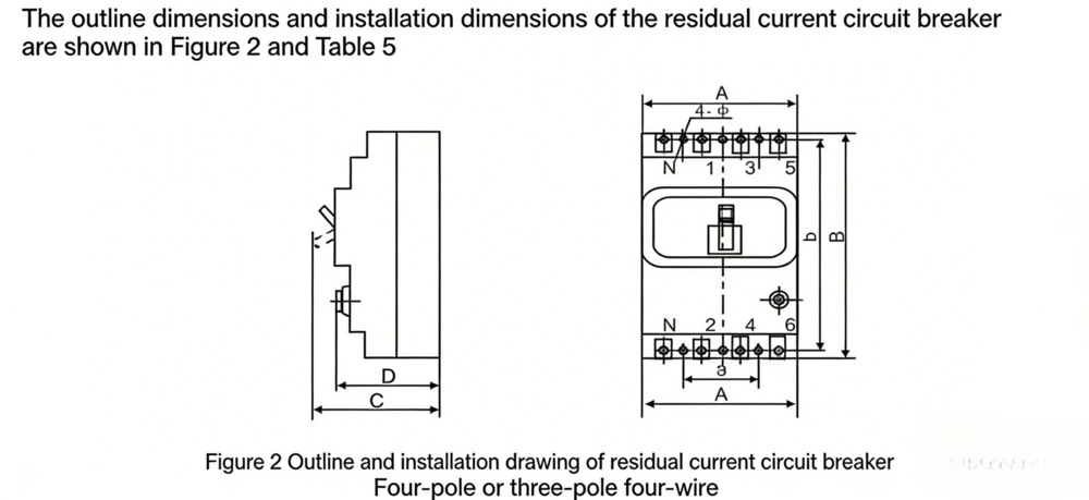DZ20LE outline and install dimension
