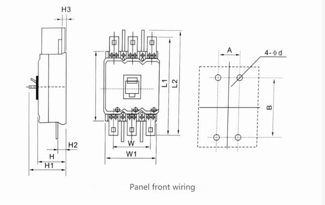 DZ20y pannel front wiring dimension