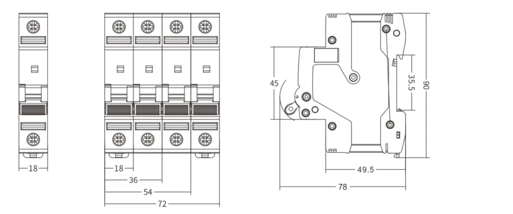 DZ47-125H install dimension