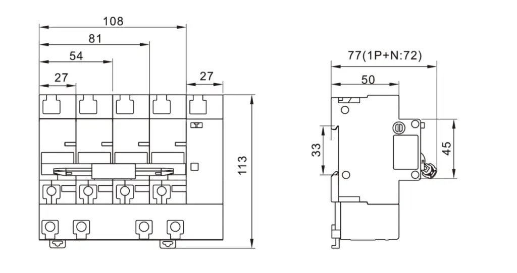 DZ47LE-125H install dimension