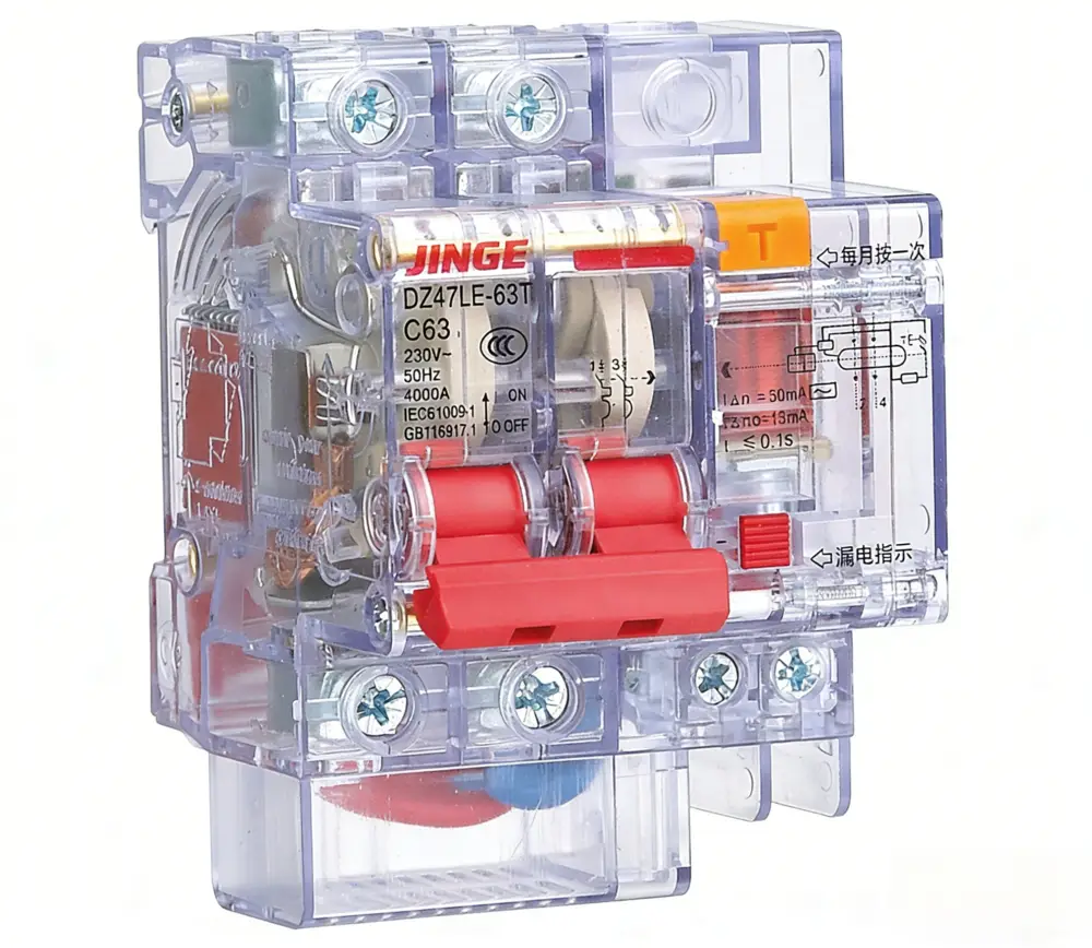 DZ47LE-63T RCBO RCCB with Overcurrent Protection transparent
